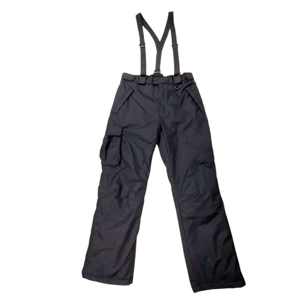Sport Essentials Cargo Snow Pants Adults XL Black Suspenders Nylon Insulated